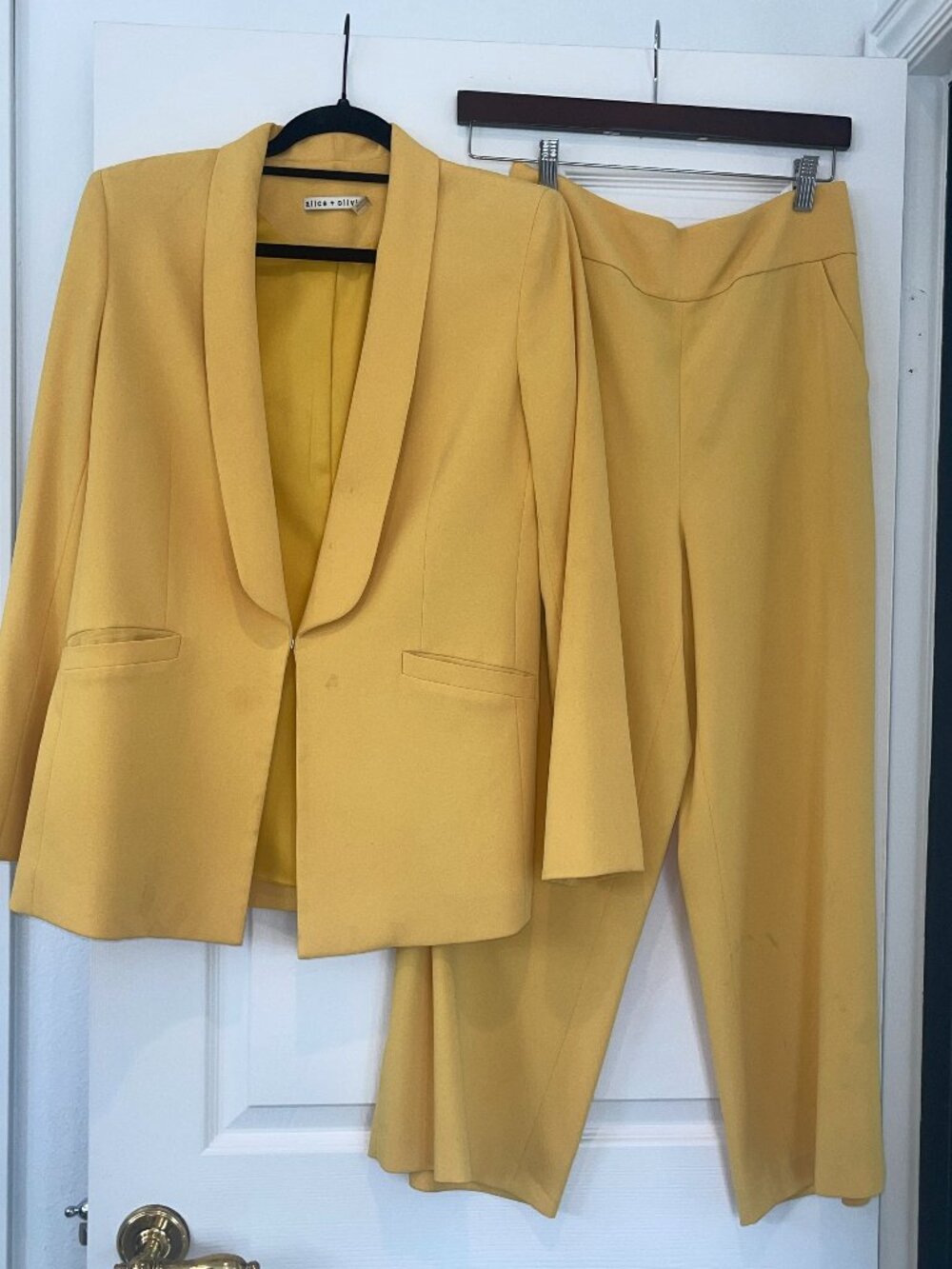 Alice + Olivia Golden Yellow Blazer Suit Set | Blazer 4 / Pants 6 Project Piece